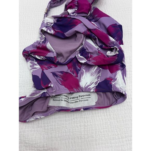 Mynah Women's Floral Cutout One-Piece Swimsuit Purple Pink Size Medium NWT - Picture 7 of 7